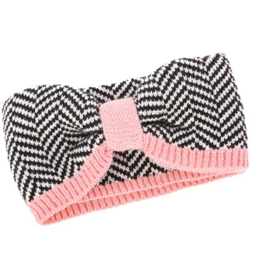CHEVRON HEADBAND WITH PINK TRIM